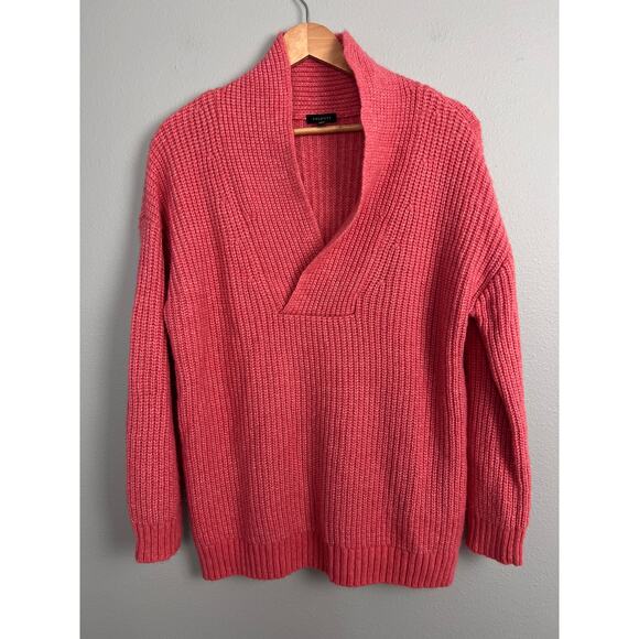 Talbots Womens S Sweater Wool Blend Chunky Knit Shawl Collar Tunic Pullover Cozy - Picture 2 of 9